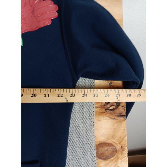 Fruit of the Loom Vintage Sweatshirt Cardigan OSFA Navy Blue Patched Garden Boho - Picture 10 of 13